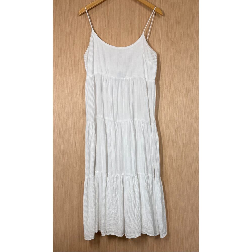 J Crew Bow Back Tiered Maxi Dress In Soft Gauze Womens Size Large White - Picture 2 of 15